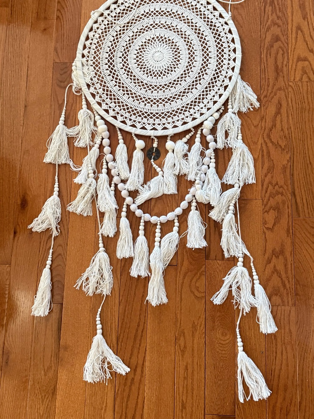 Handcrafted White Crochet Dreamcatcher